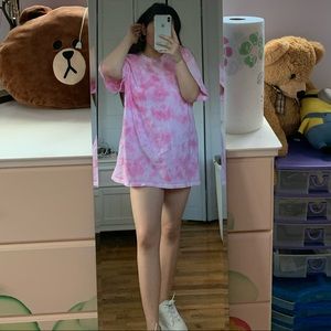Handmade tie dye t-shirt in blush